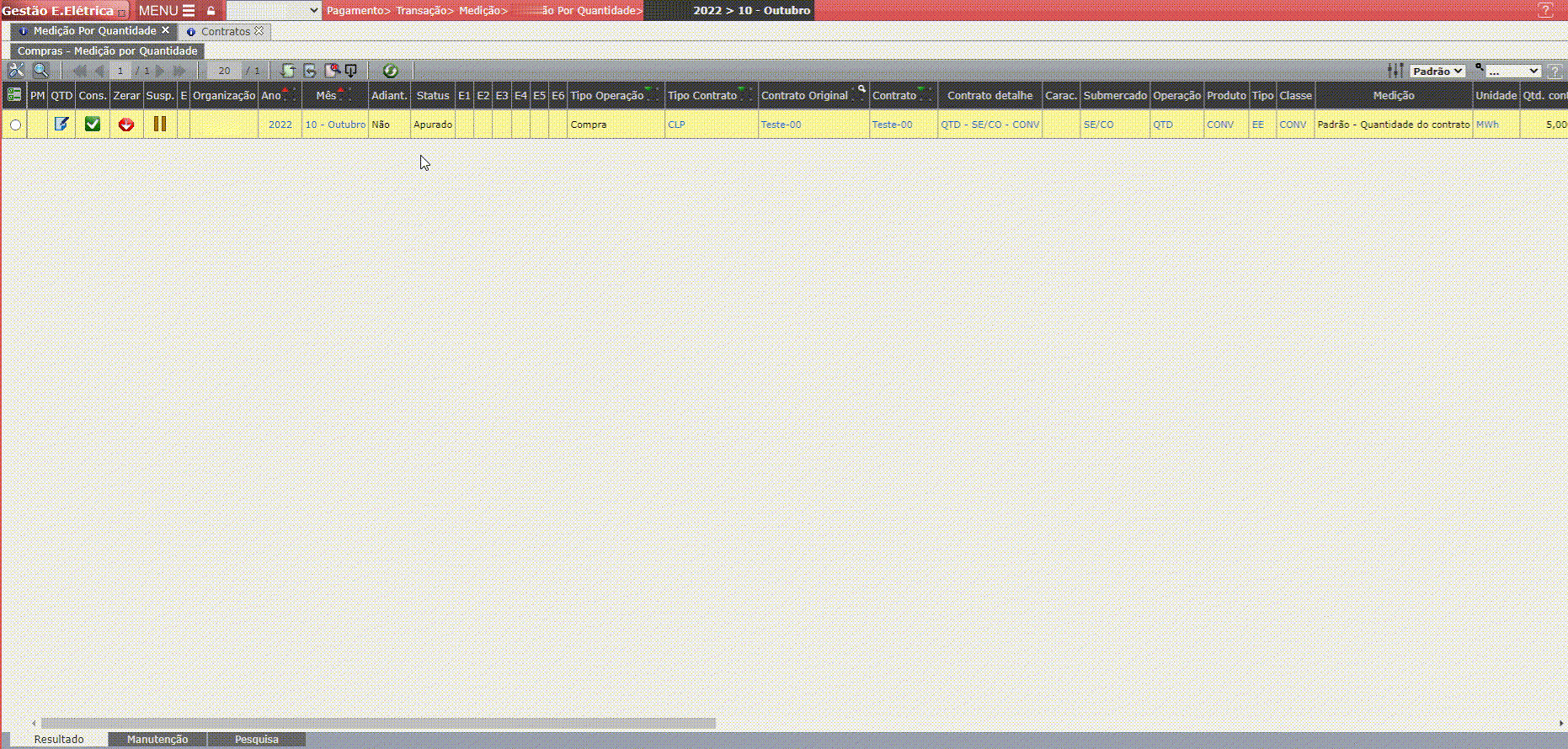 Retirar Contrato da Medição

