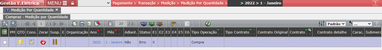 Erro: Coluna E1- Percentual de participação
