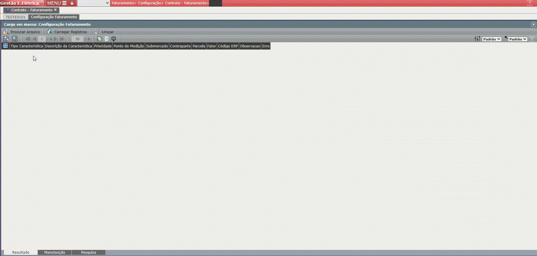 Carga em Massa de Participantes na Configuração Faturamento (Rateio)
