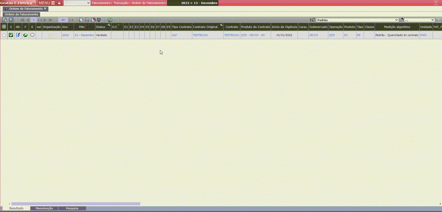 Validação Ordem de Faturamento