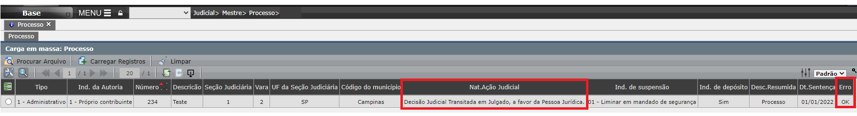 Orientação: Necessário realizar o preenchimento da natureza da ação jurídica.8