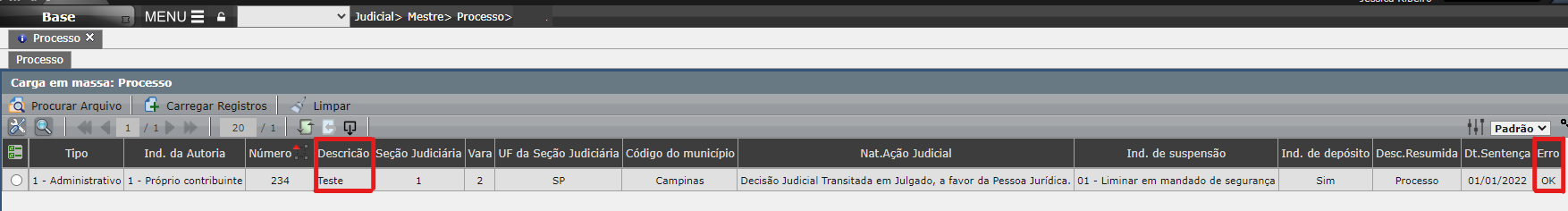 Orientação: Necessário informar a descrição do processo que está sendo realizado o cadastro.5