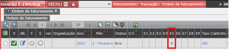 Erro E5: Interface ERP
