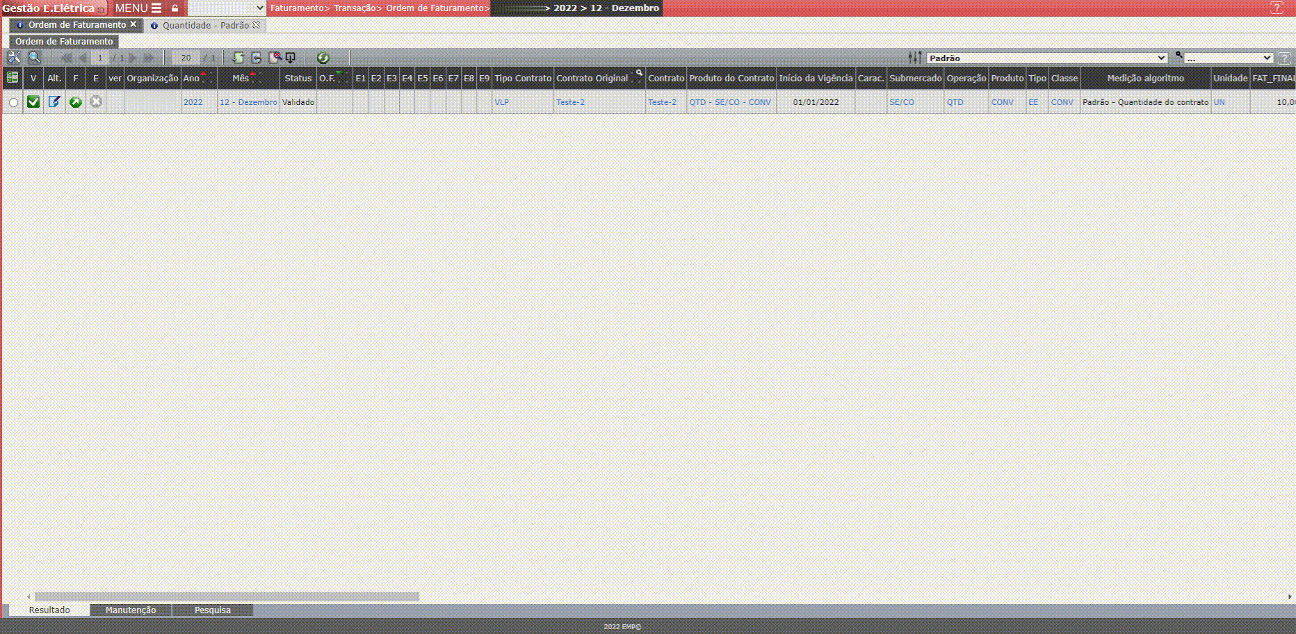 Voltar Ordem de Faturamento para a Medição
