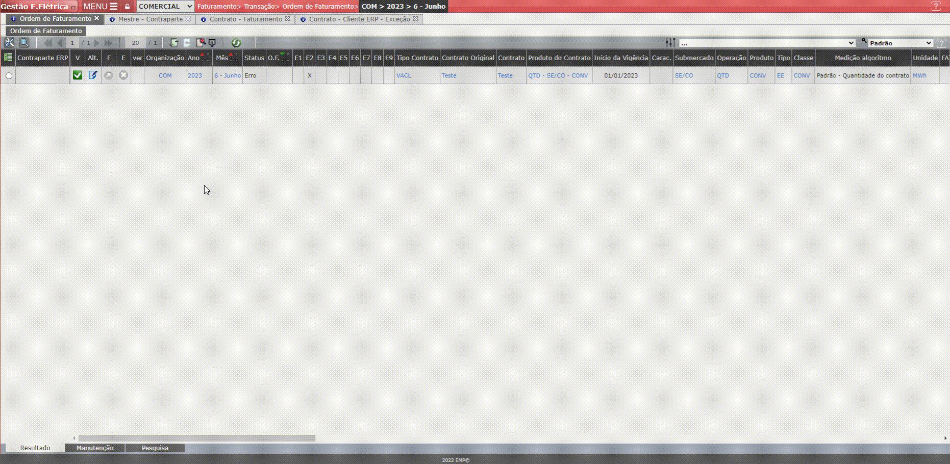 Erro E2: Código da Contraparte no ERP