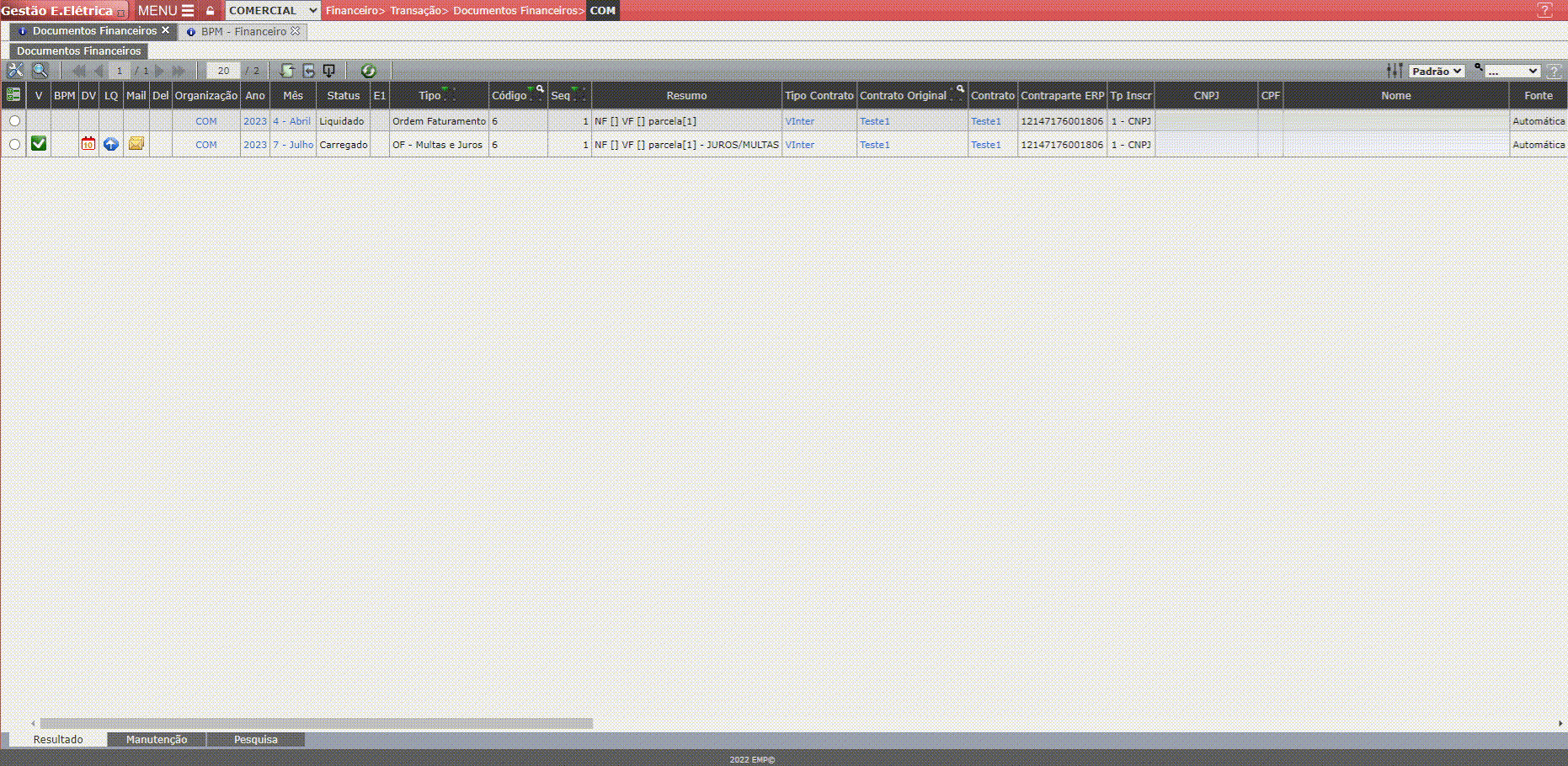 Documento Financeiro - Multas e Juros