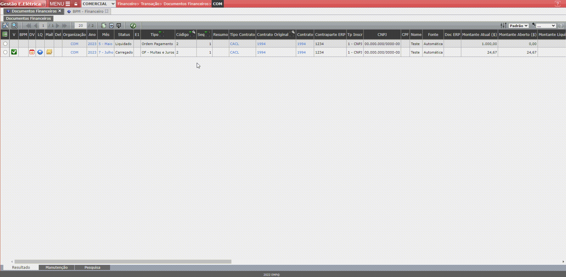 Documento Financeiro - Multas e Juros