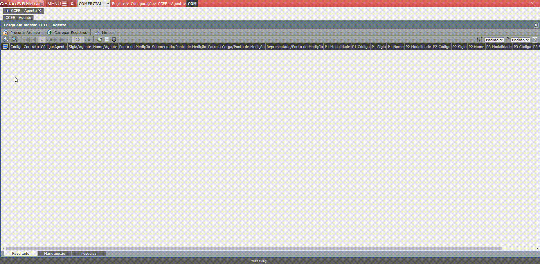Cadastro de Ponto de Medição e Perfil por Agente
