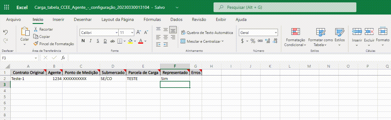 Carga em massa de Pontos de Medições
