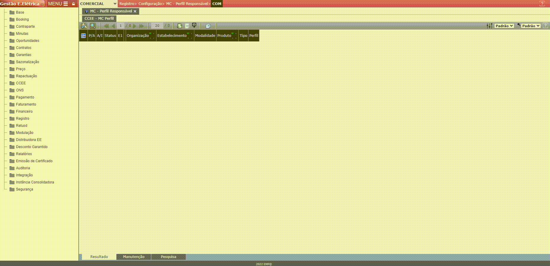 Configuração MC - Perfil Responsável
