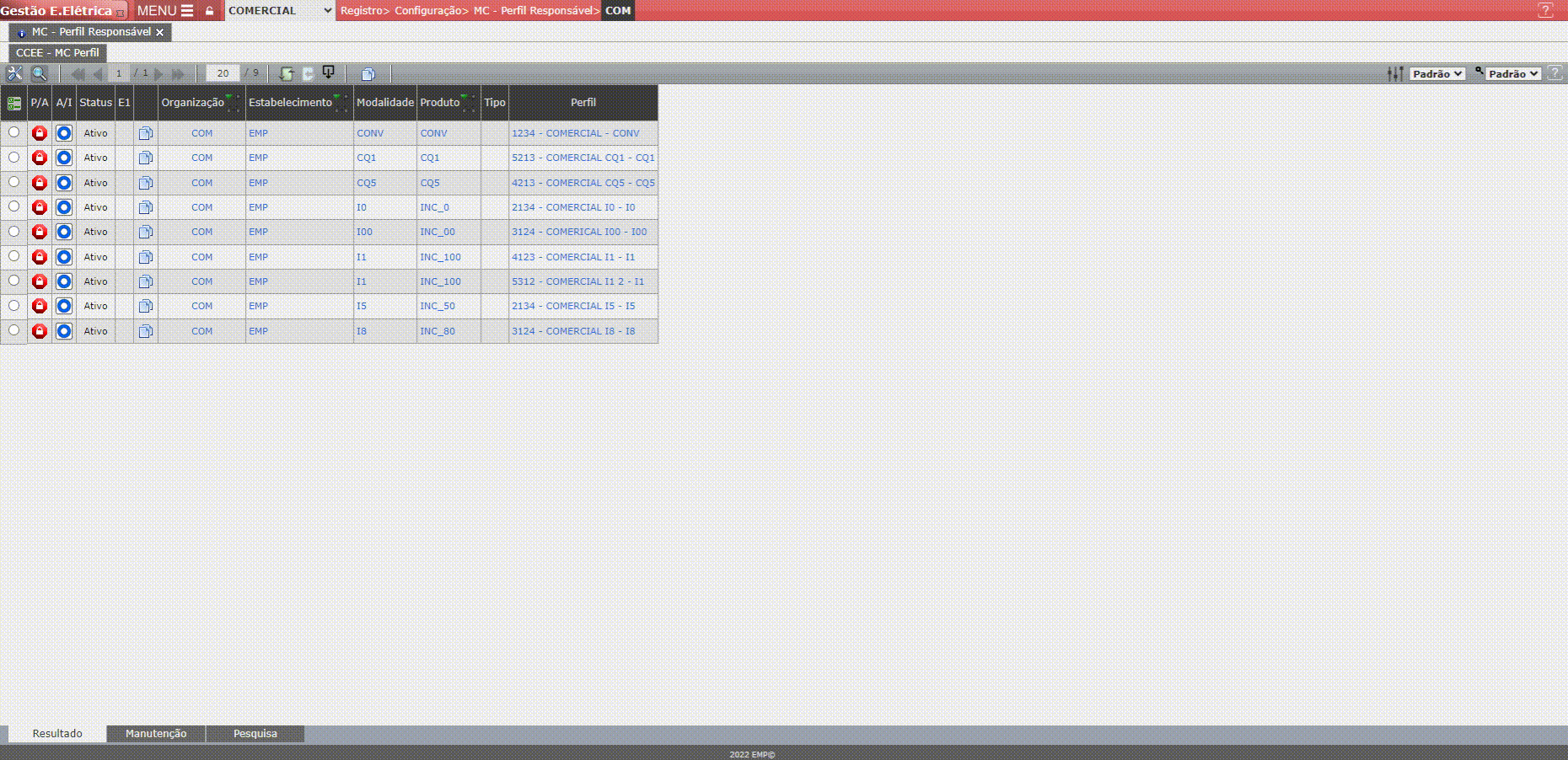 Configuração MC - Perfil Responsável
