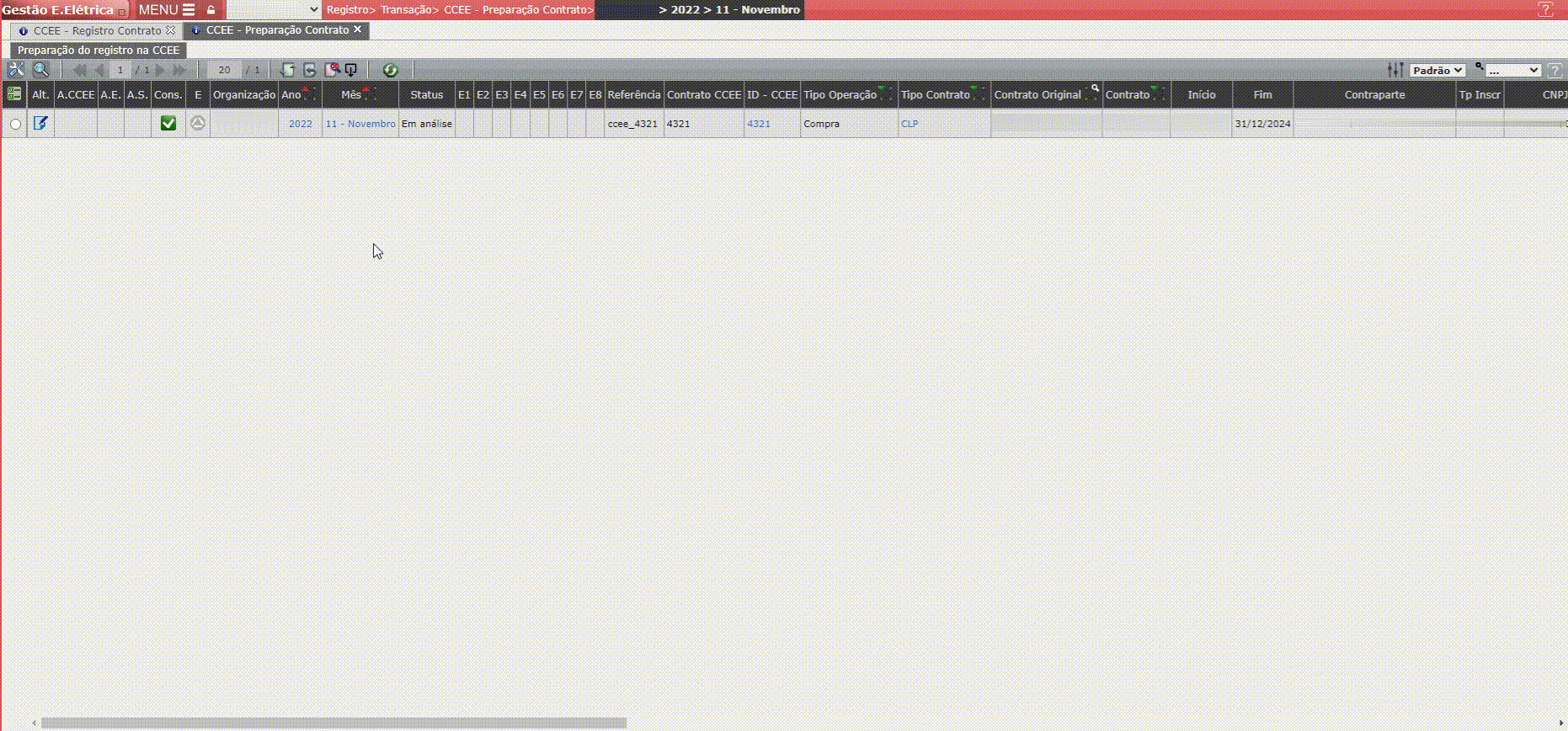 Validação do Contrato CCEE - Operação Compra
