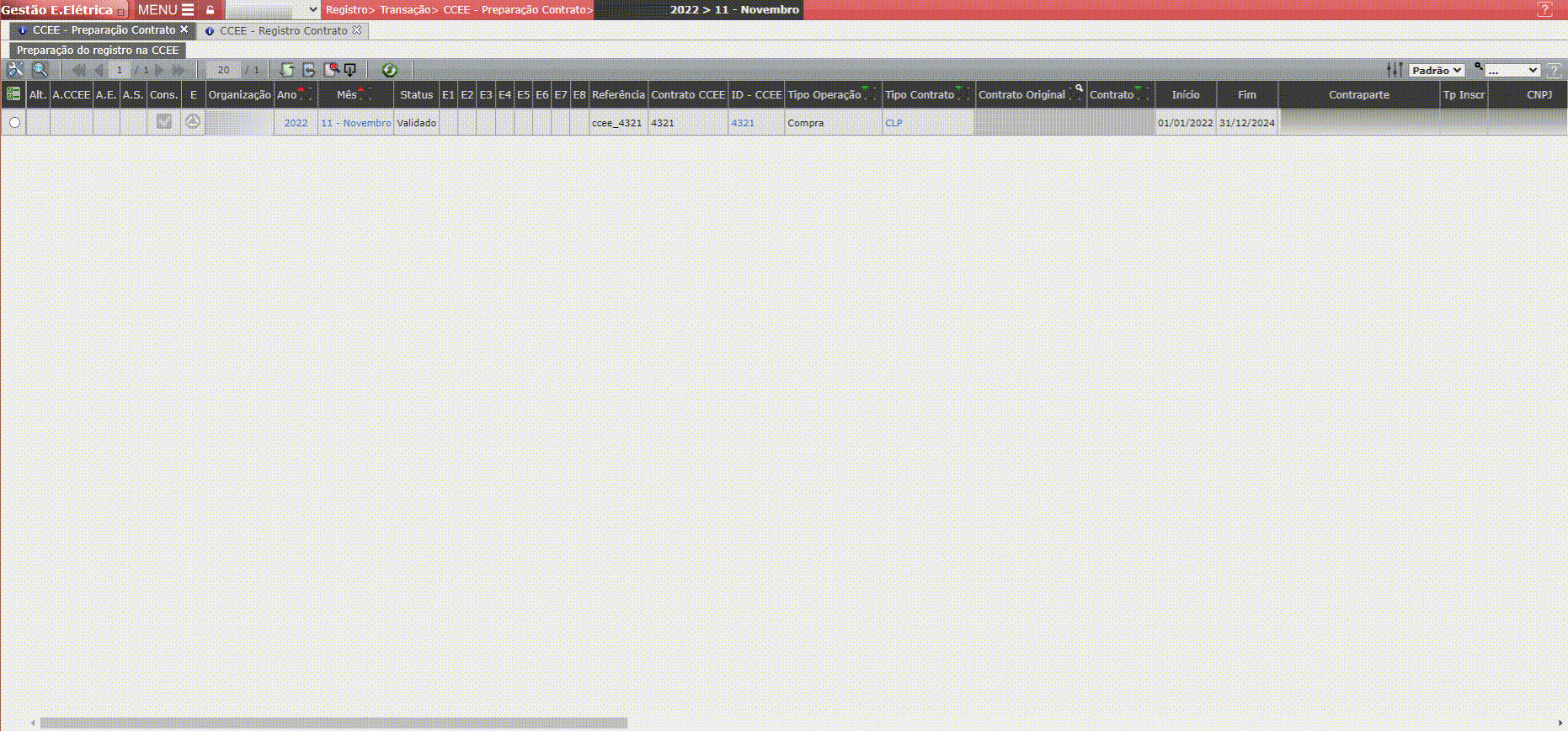 Validação do Contrato CCEE - Operação Compra
