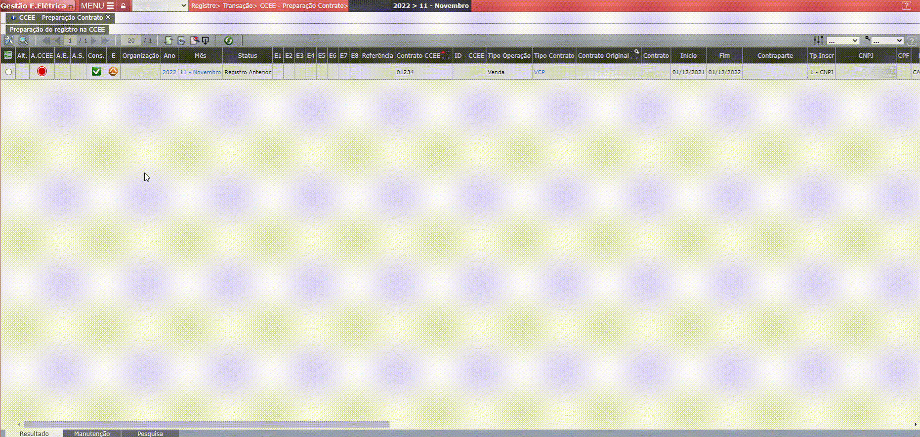 Vinculação Preparação Contrato - Operação de Venda
