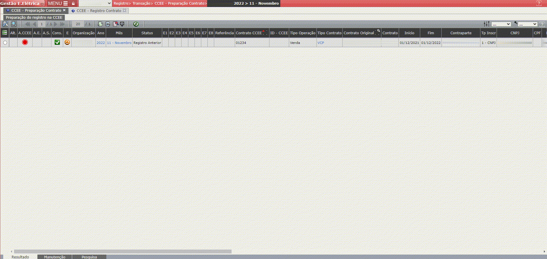 Vinculação Preparação Contrato - Operação de Venda