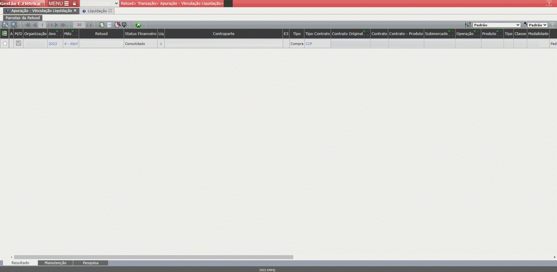 Validação Liquidação - Retusd