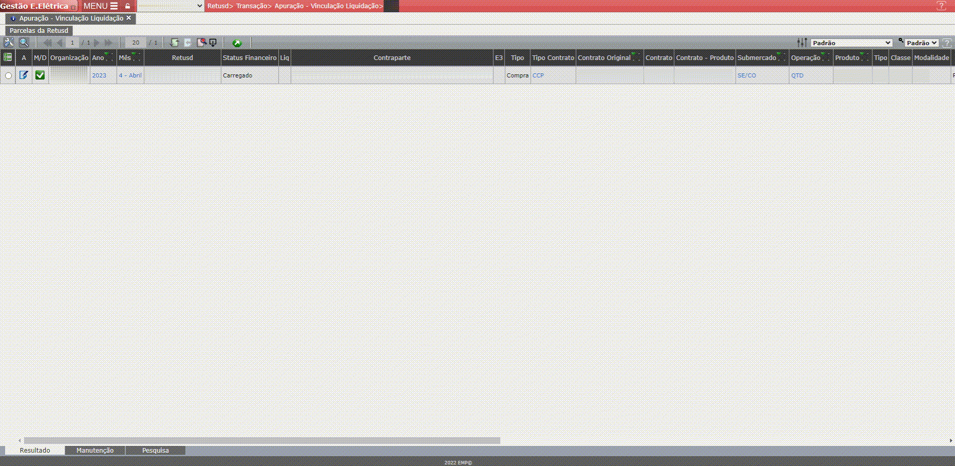 Vinculação Liquidação - Retusd
