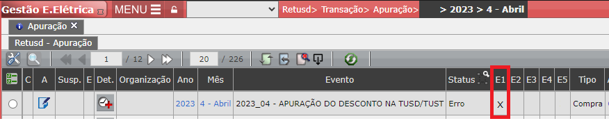 Erro E1: DCT004.1 - inexistente
