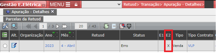 Erro E2: Qtd Divergente

