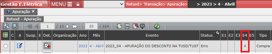 Erro E4: Qtd Divergente
