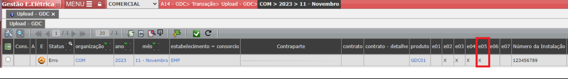 Erro E05: Contrato Det
