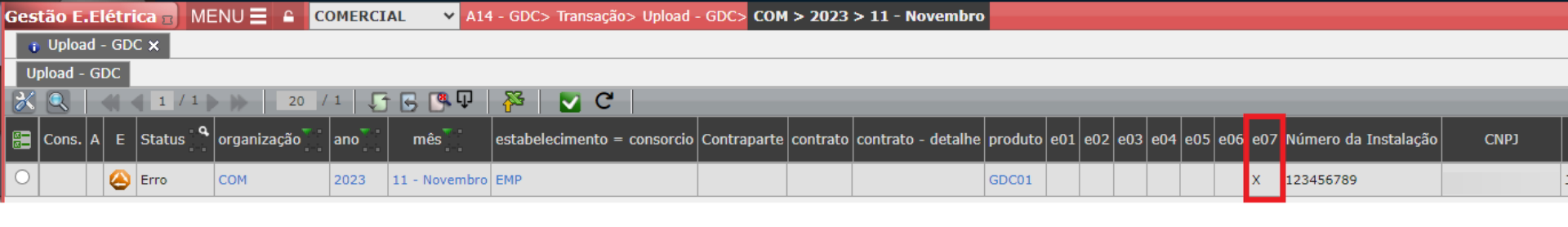 Erro E07: Tipo Característica
