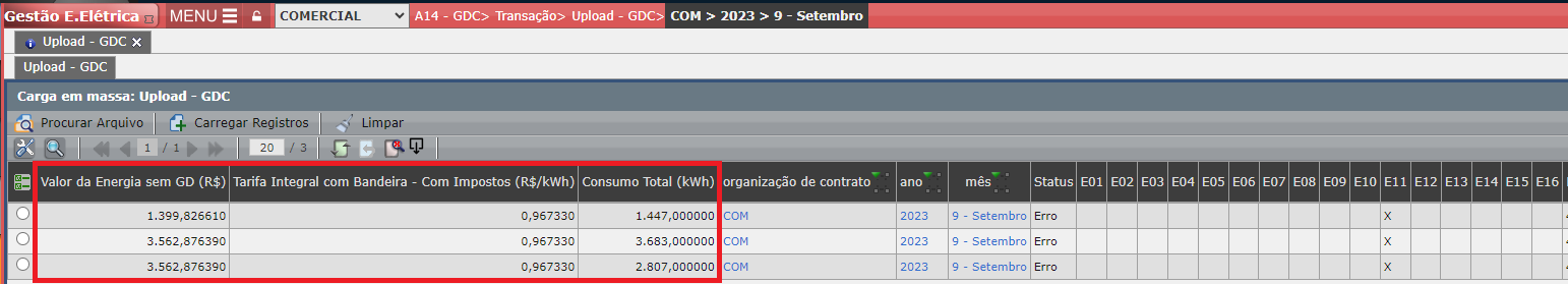 Erro E11: EE sem GD(R$)
