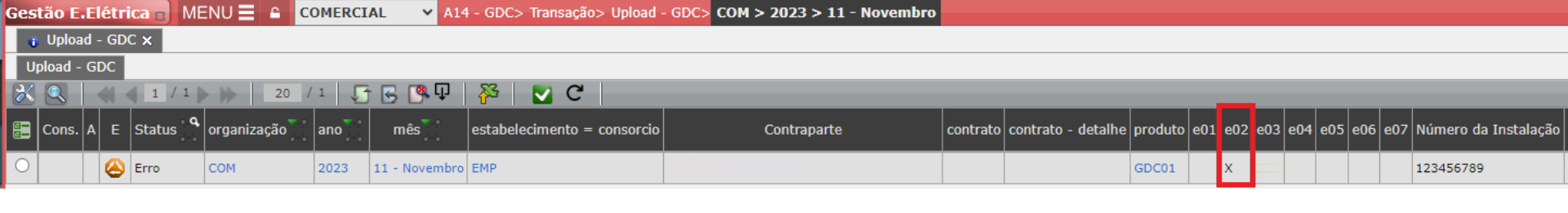 Erro E02: Contrato Divergente
