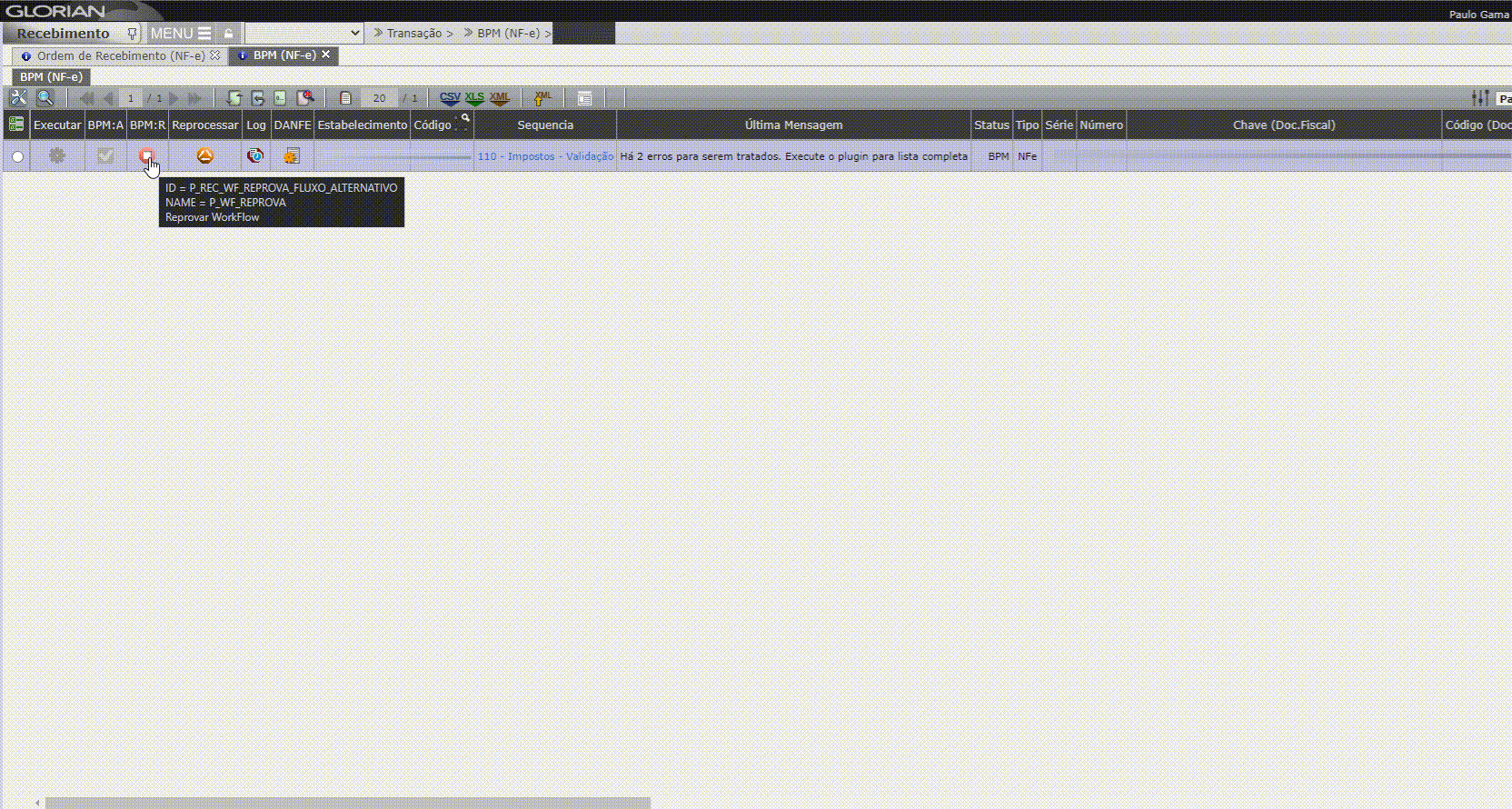 Impostos Divergentes - Confirmação
