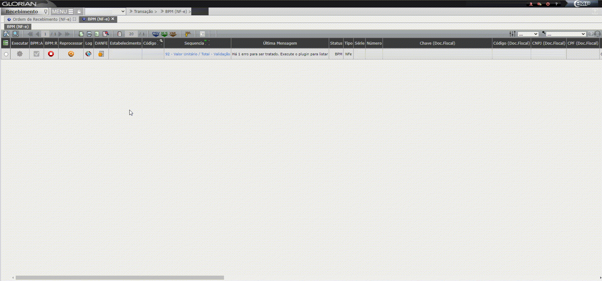 Valor Total - Linha [x] Cód do mat. DF [xxxxx] = [xxxxxxxx] - Cód do mat. DO [xxxxxxxxxxxxxxxxxx] = [xxxxxxxxxx] - Divergênci