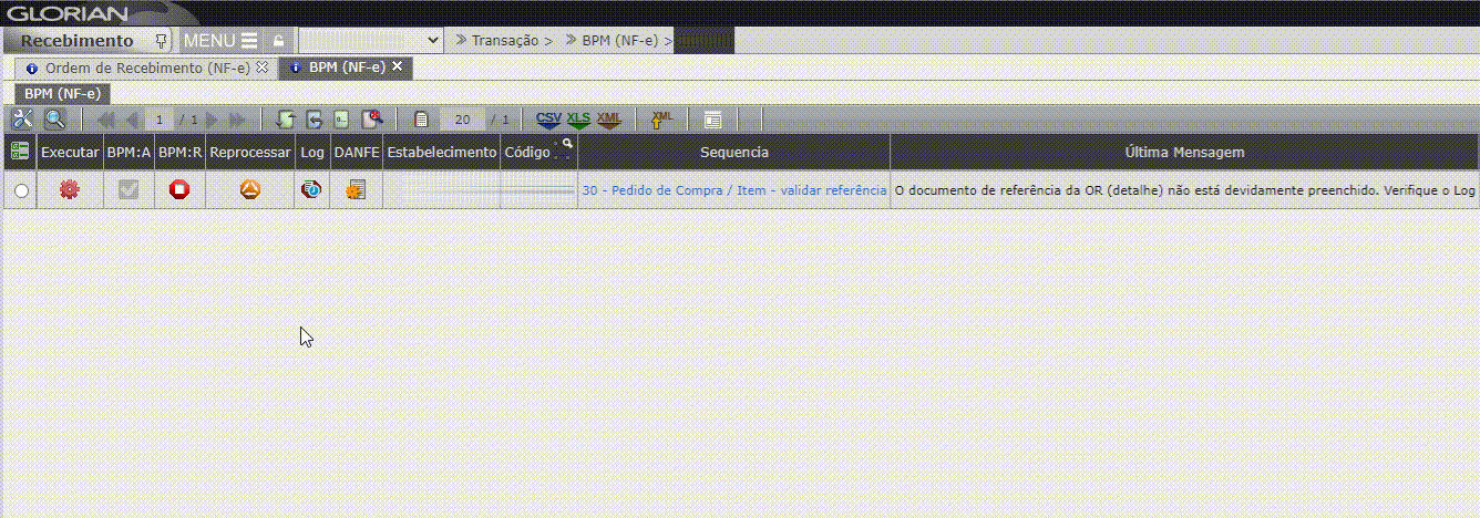 Interface Abortada - Glorian [PO: 000Exemplo[019 - Documento 000Exemplo não existe] ]

