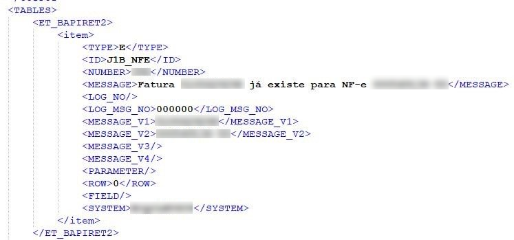 Fatura XXXXXXXXXXX já existe par NF-e XXXXXXXX-55
