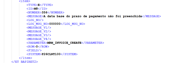 Erros retornados - ERP[...
