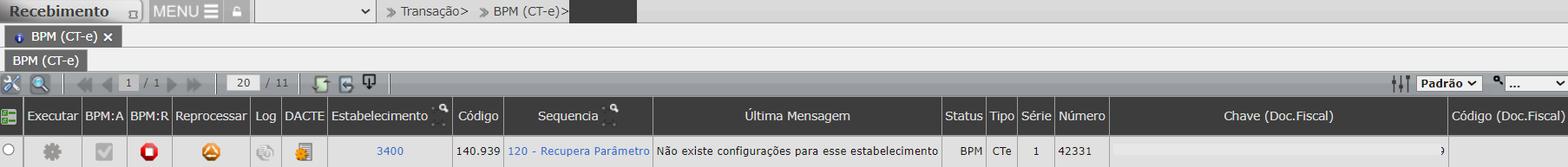 Não existe configurações para esse estabelecimento