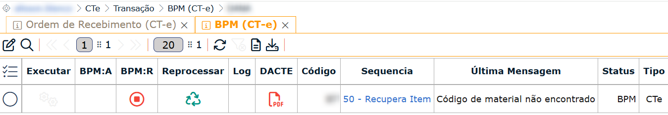 Código de material não encontrado
