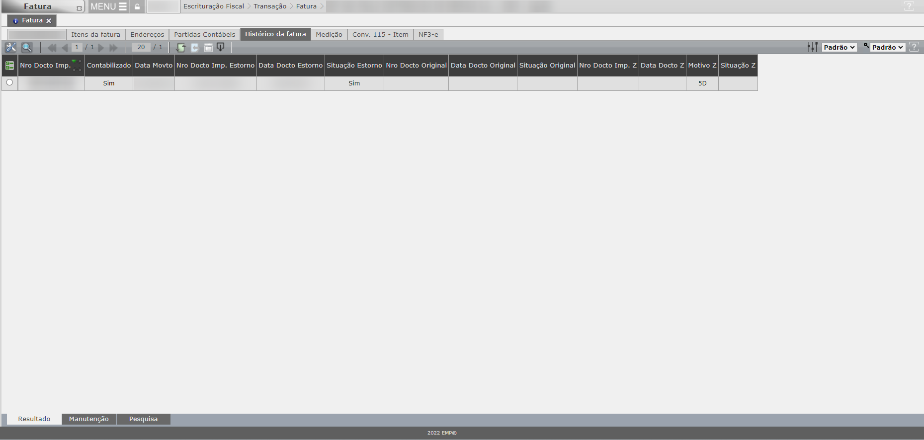 Escrituração Fiscal - Regra de extração histórico da fatura