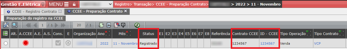 Registro do Contrato CCEE - Operação Venda